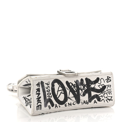 Balenciaga Smooth Calfskin Graffiti Hourglass Top Handle Bag XS White Black 4 of 11
