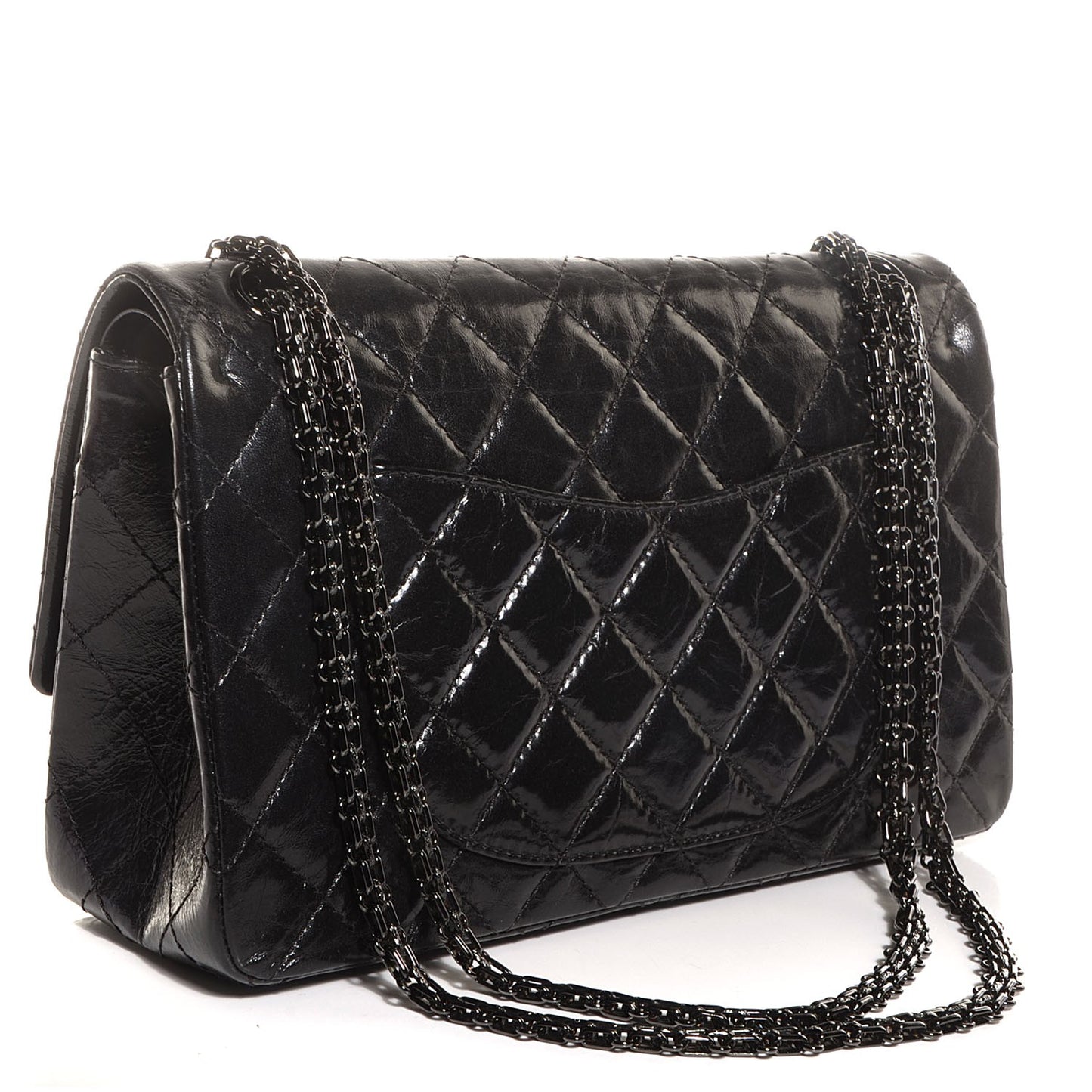 Glazed Calfskin 2.55 Reissue Flap 226 Black