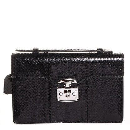 Gucci Python Small Lady Lock Briefcase Clutch Black 1 of 10