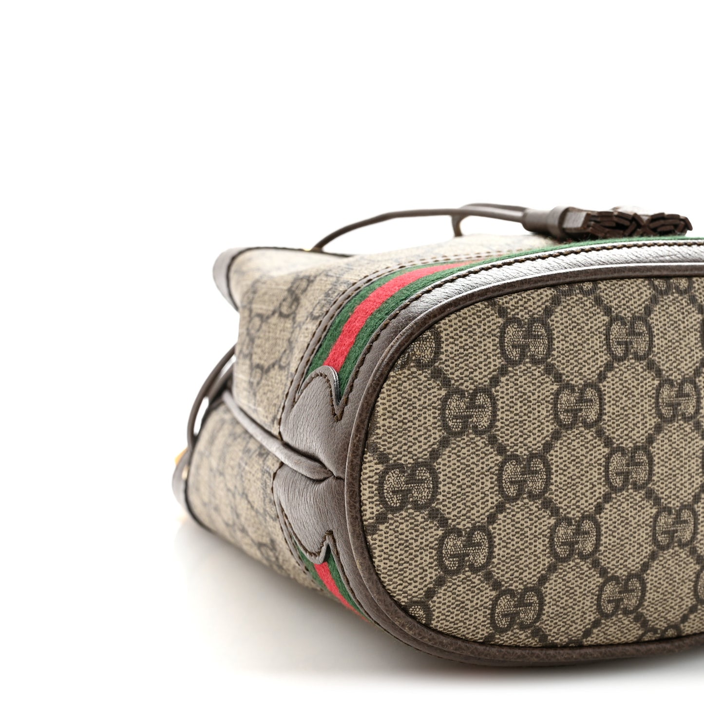 GG Supreme Monogram Web Small Ophidia Bucket Bag Brown
