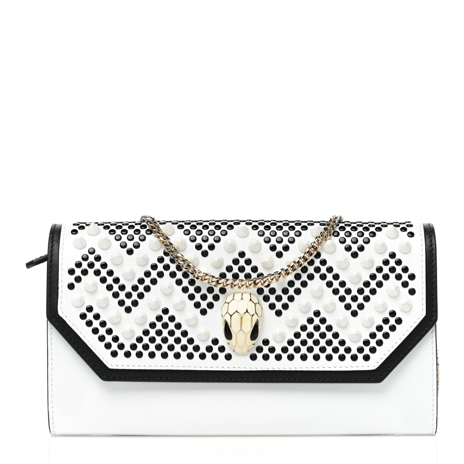 Bulgari X NICHOLAS KIRKWOOD Calfskin Studded Serpenti Chain Wallet White 1 of 10