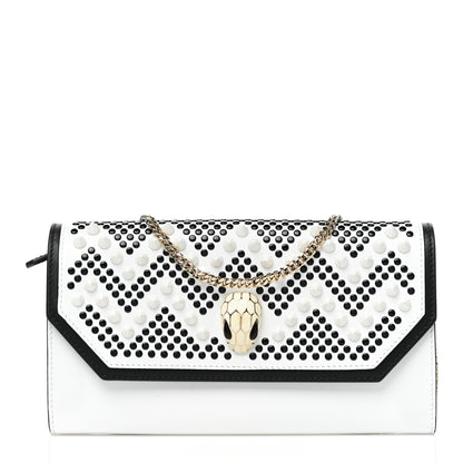Bulgari X NICHOLAS KIRKWOOD Calfskin Studded Serpenti Chain Wallet White 1 of 10