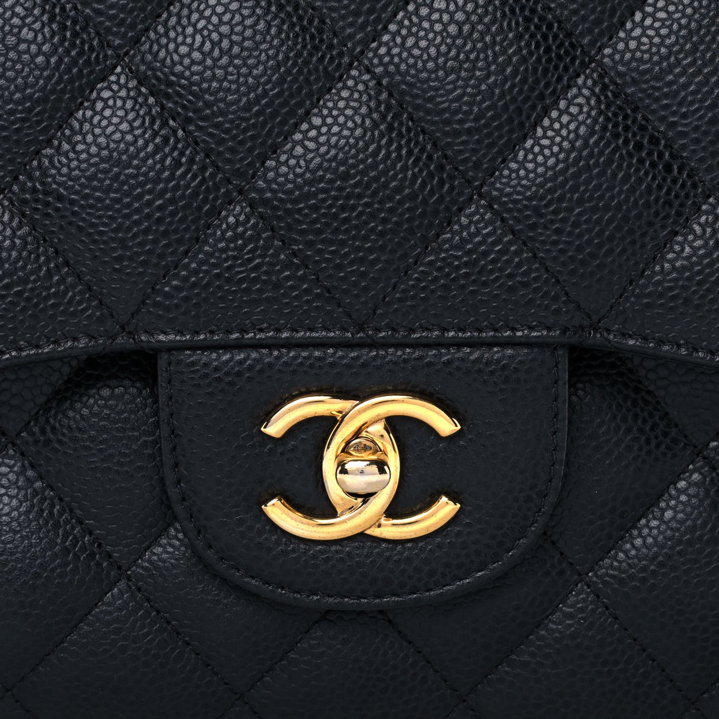 Caviar Quilted Jumbo Double Flap Black