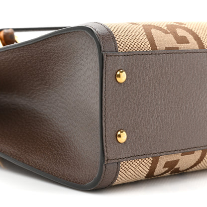 Gucci Monogram Jumbo GG Textured Dollar Calfskin Small Diana Tote Bag Camel Ebony New Acero 9 of 12