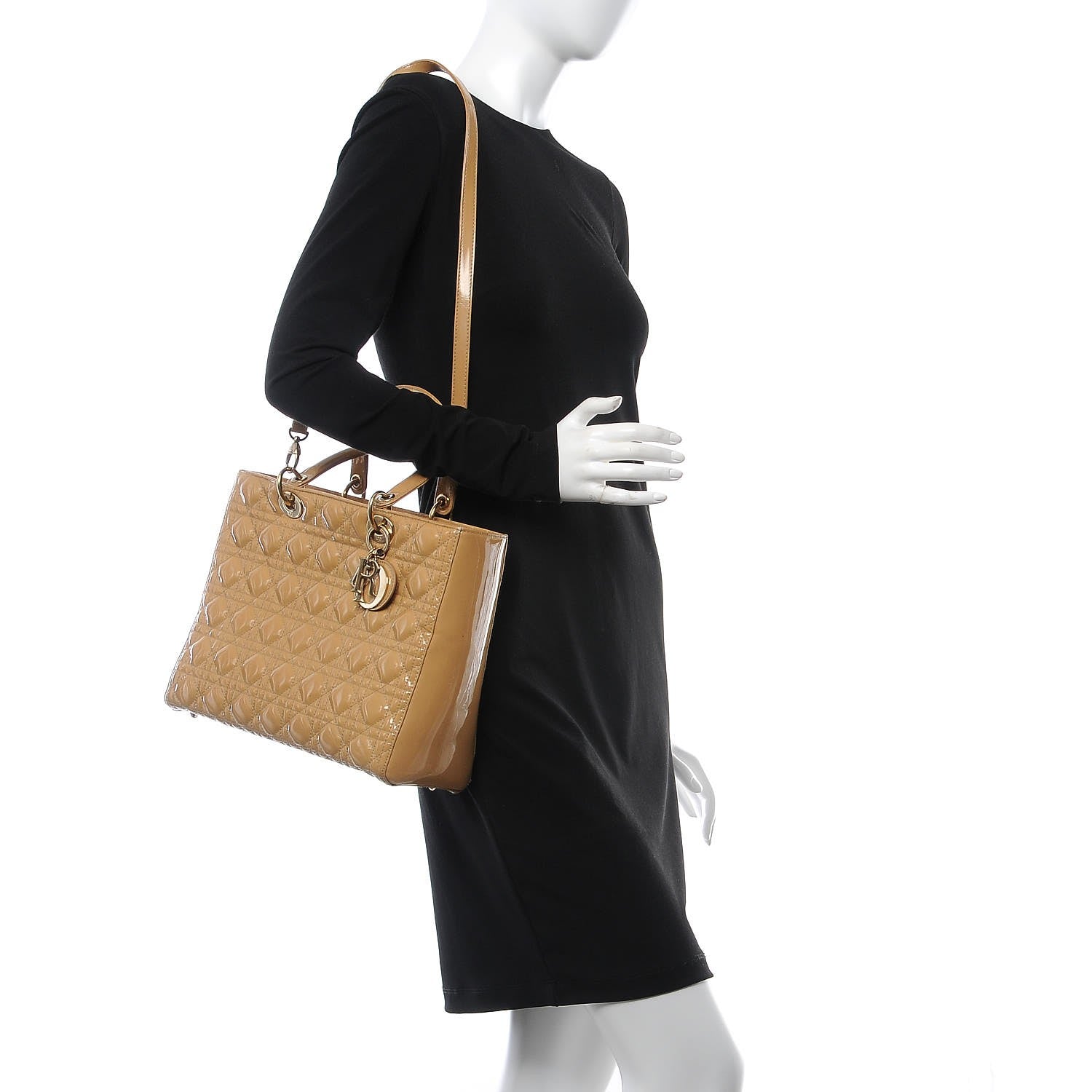 Christian Dior Patent Cannage Large Lady Dior Beige 2 of 20