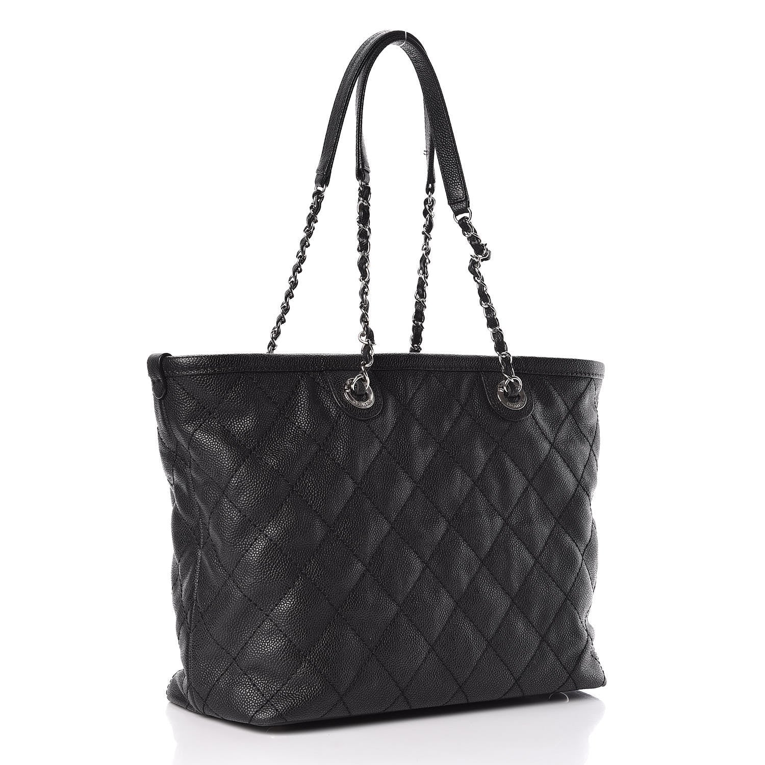 Chanel Grained Calfskin Quilted Small Daily Shopping Tote Black 4 of 14