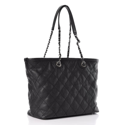 Chanel Grained Calfskin Quilted Small Daily Shopping Tote Black 4 of 14