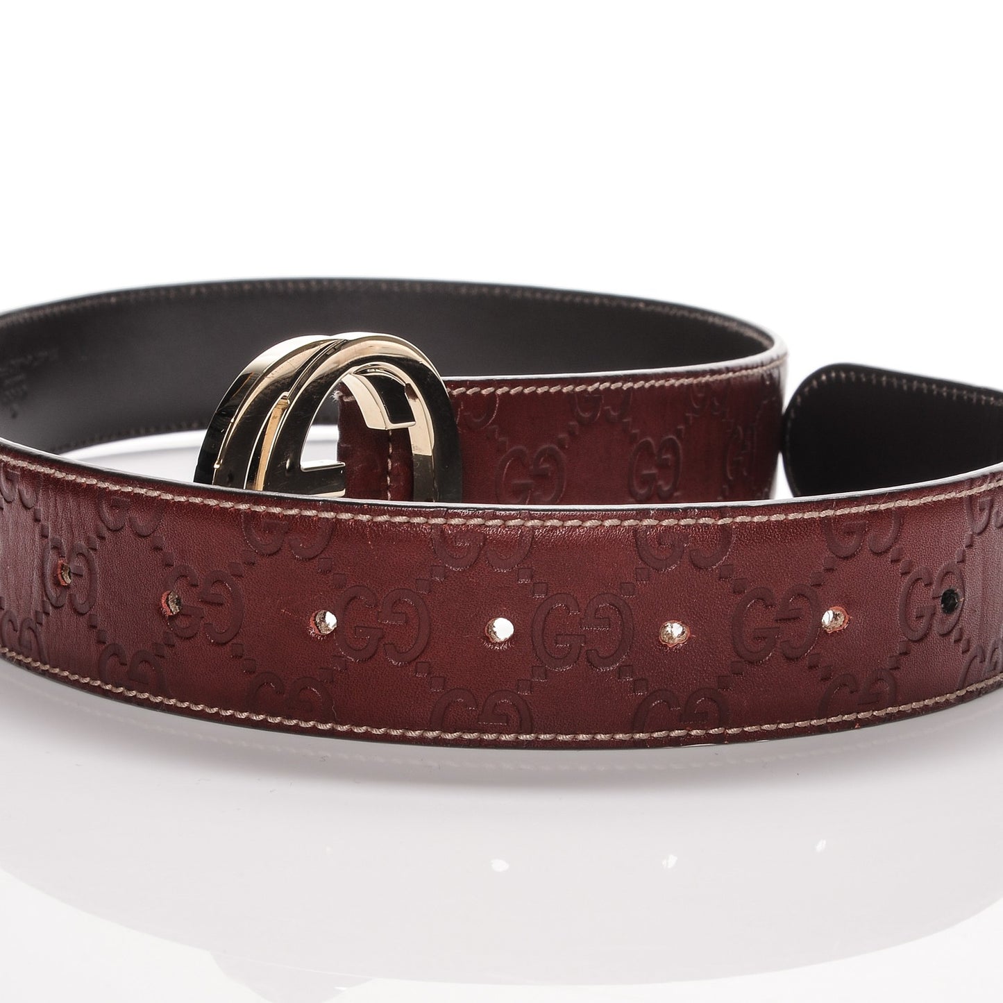 Guccissima Interlocking G Belt 90 36 Dark Red