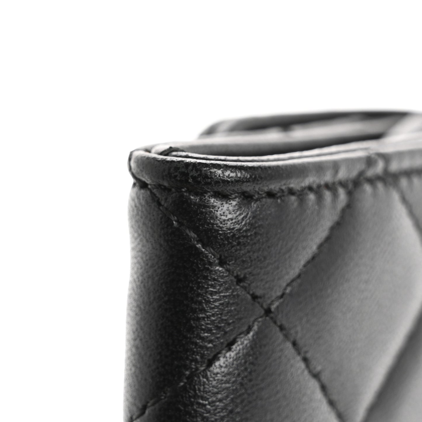 Lambskin Quilted Flap Card Holder Wallet Black