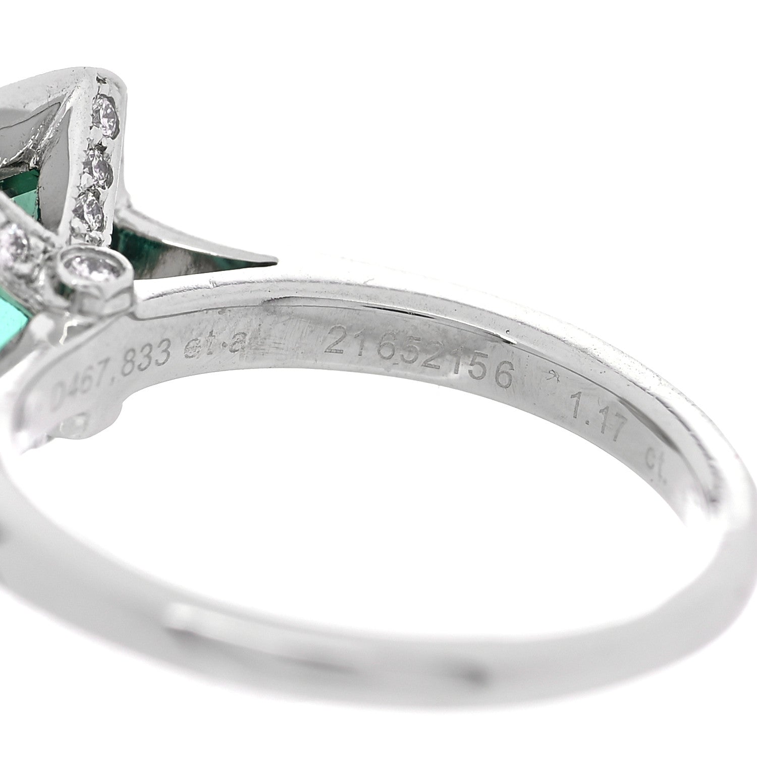 Tiffany Platinum Diamond Green Tourmaline Legacy Ring 46 3.75 8 of 10