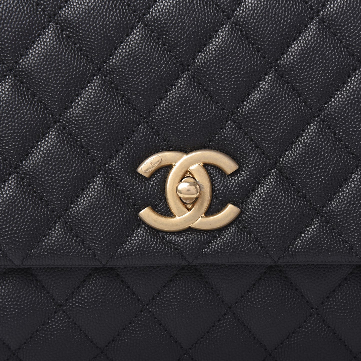 Caviar Quilted Small Coco Handle Flap Black