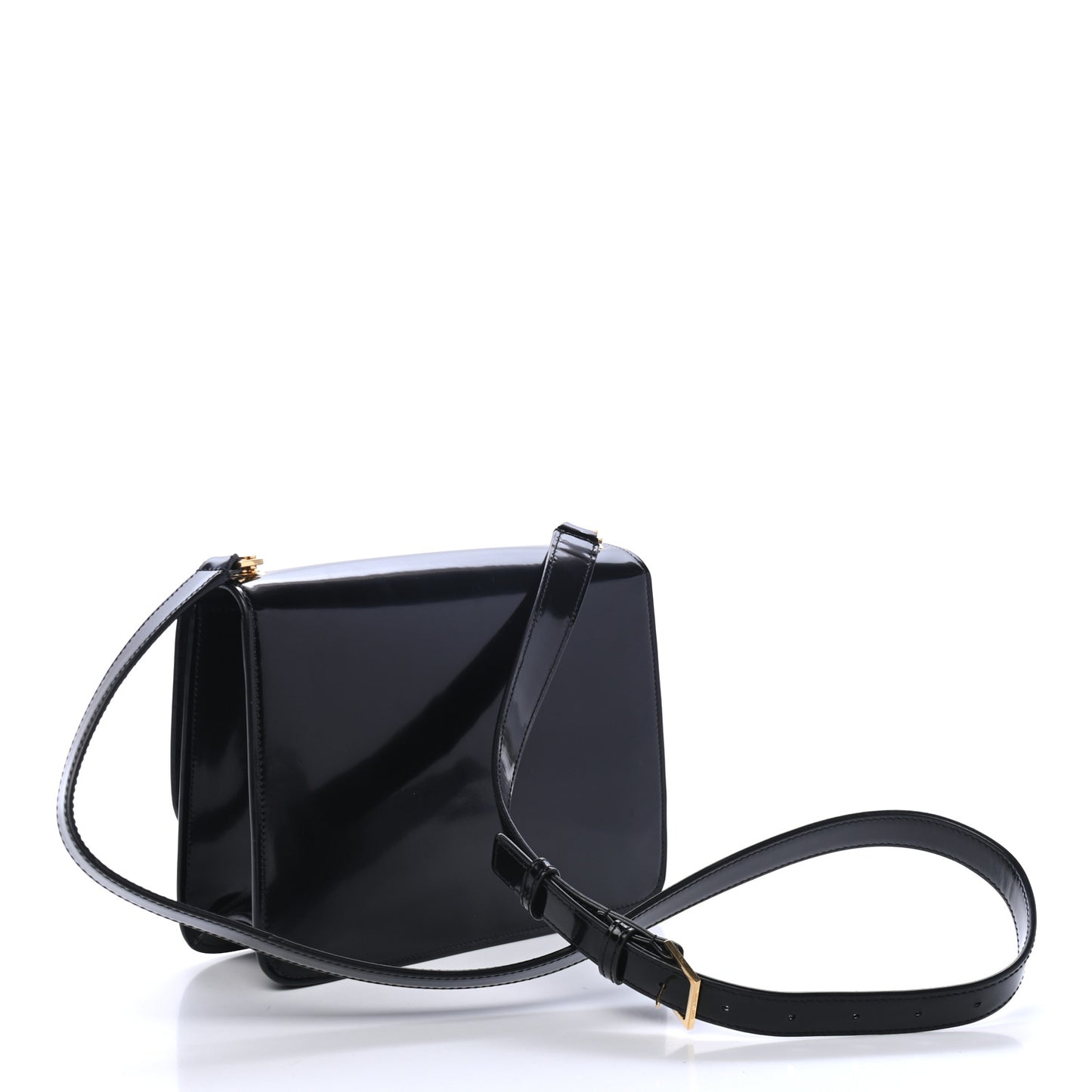 Patent Calfskin Carre Satchel Black