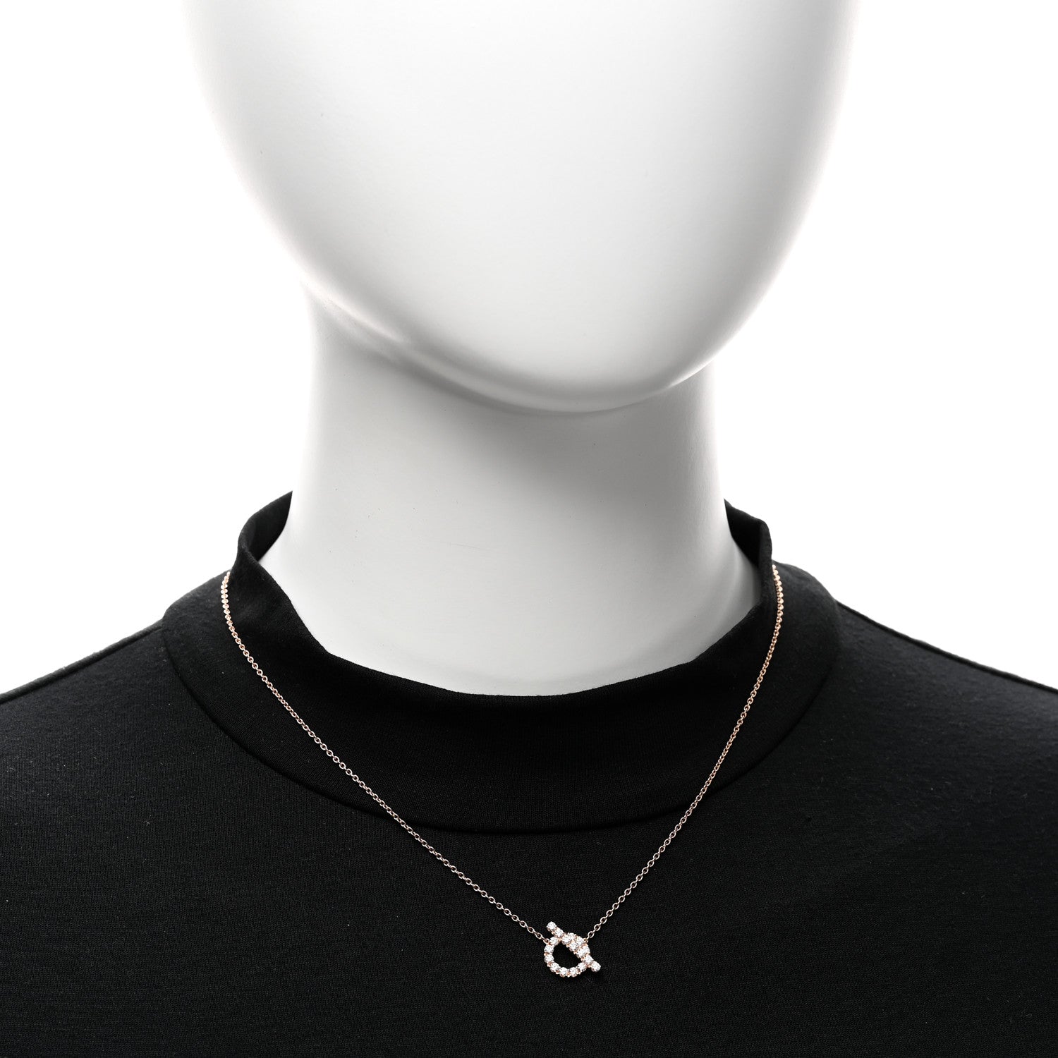 Hermes 18K Rose Gold Diamond Finesse Pendant Necklace 2 of 6