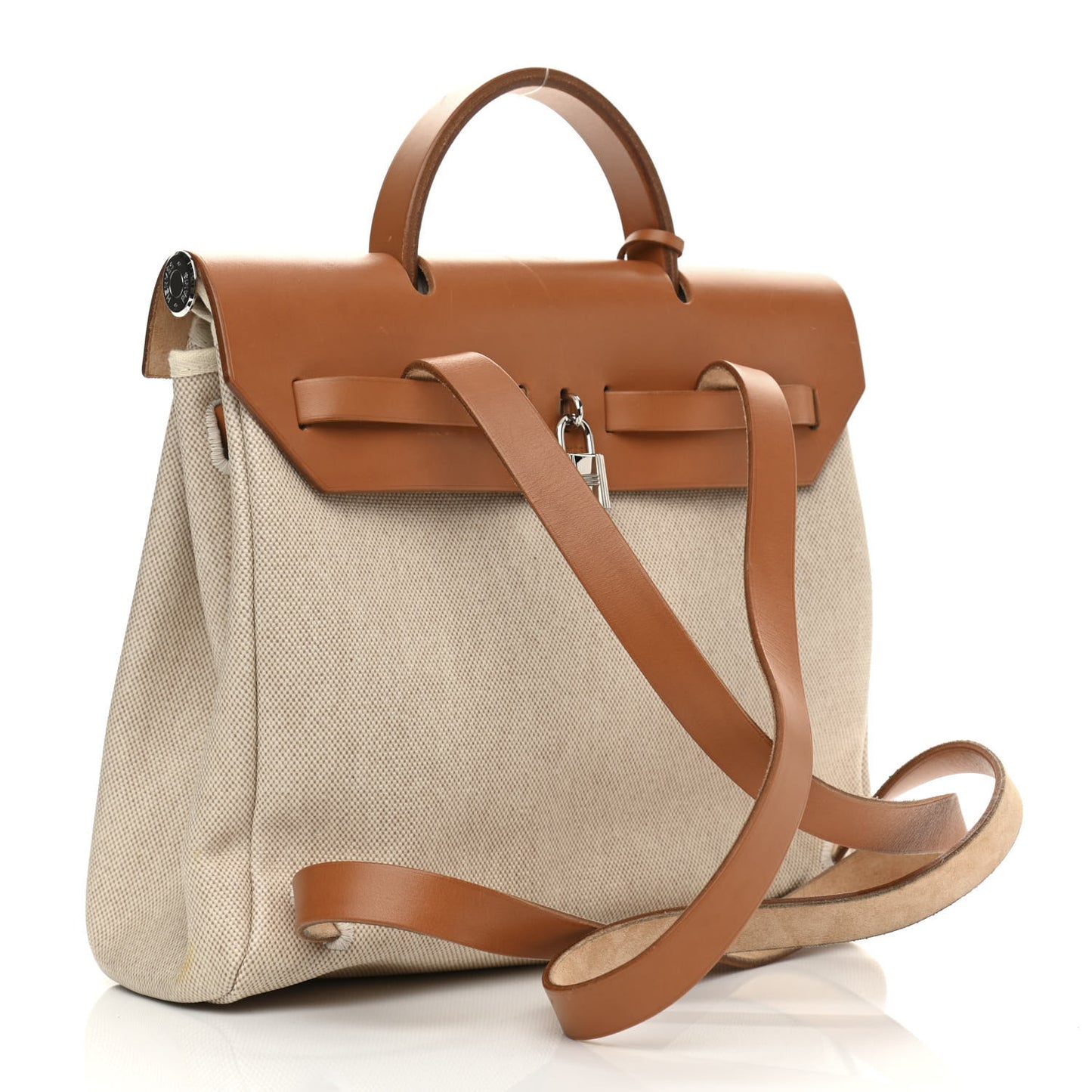 Toile Vache Calfskin Herbag 30 PM Backpack Natural