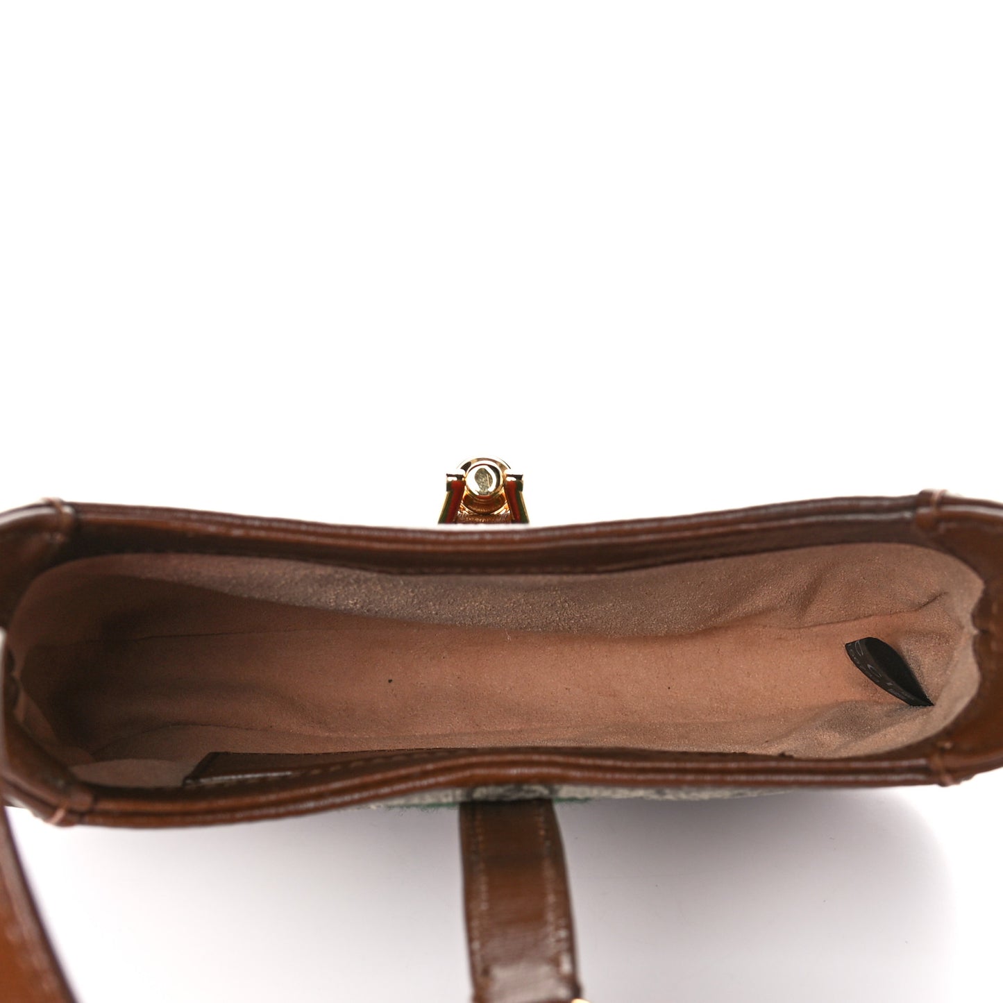 GG Supreme Monogram Azalea Calfskin Web Mini Jackie 1961 Hobo Beige Ebony Brown Sugar