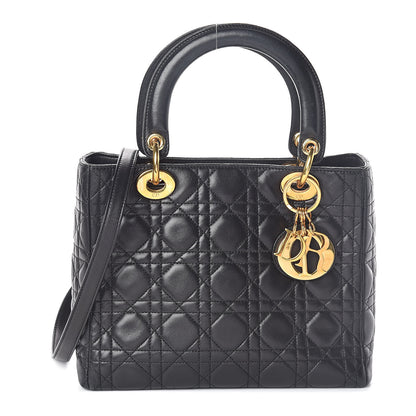 Christian Dior Lambskin Cannage Medium Lady Dior Black 1 of 11