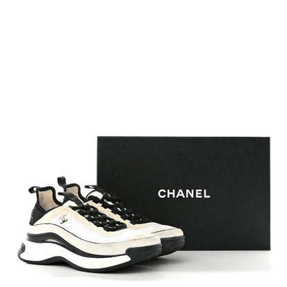 Chanel Fabric Suede Calfskin CC Sneakers 39 White Light Grey 9 of 9