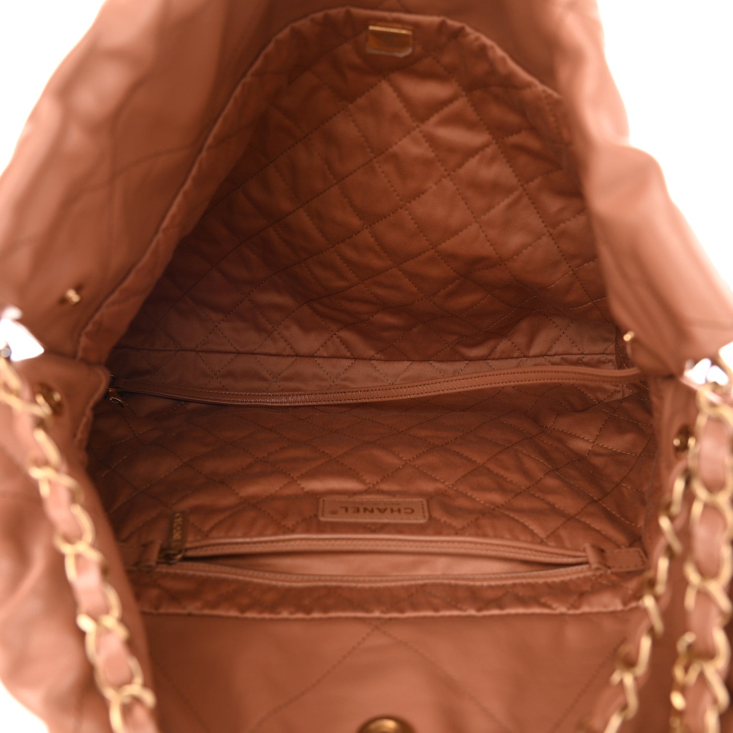 Chanel Shiny Calfskin Quilted Chanel 22 Camel 6 of 12