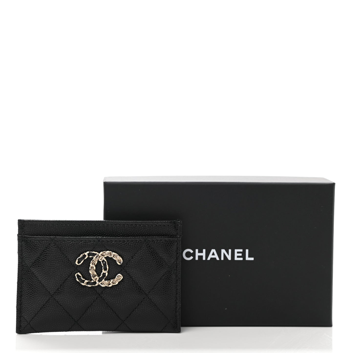 Caviar Quilted French New Wave Card Holder Black