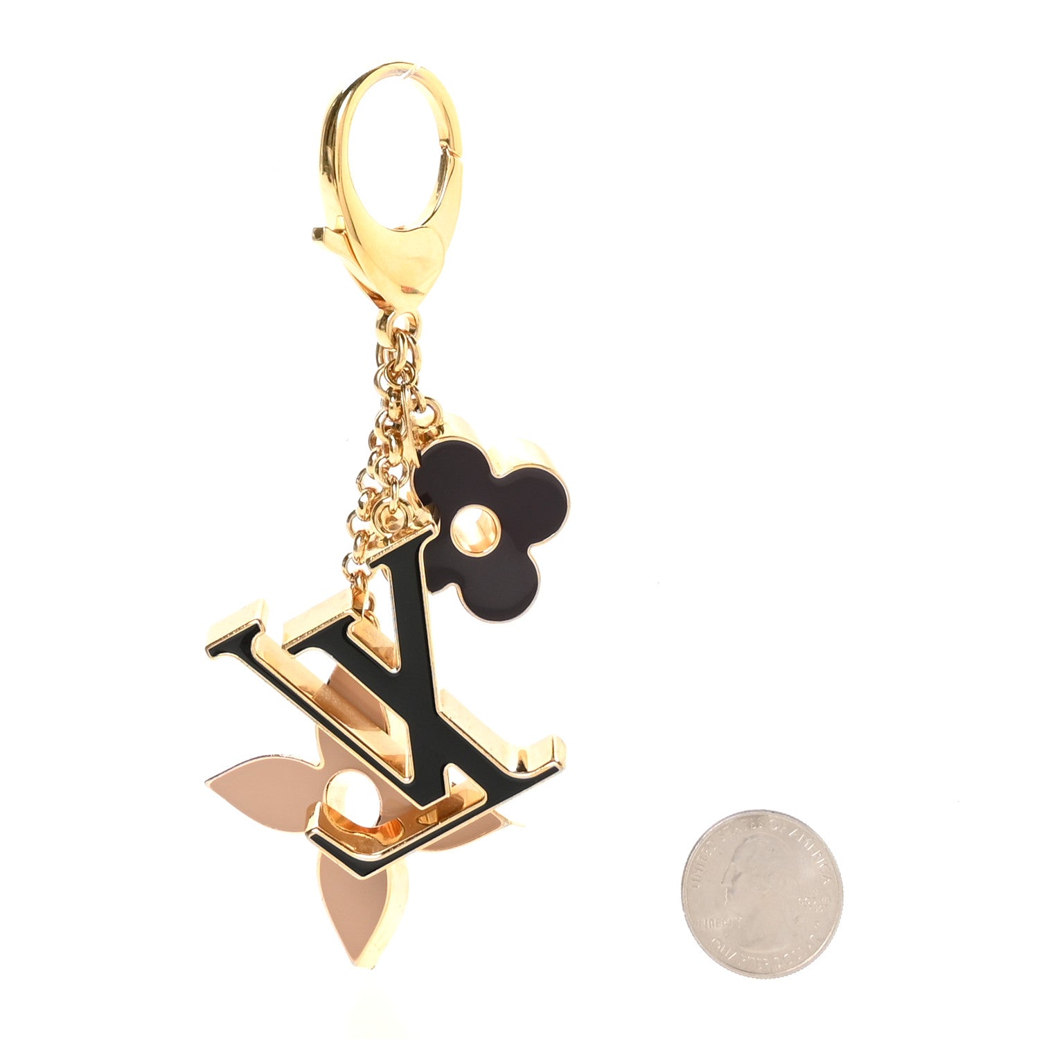 Louis Vuitton Metal Enamel Fleur De Monogram Bag Charm Dore 2 of 4