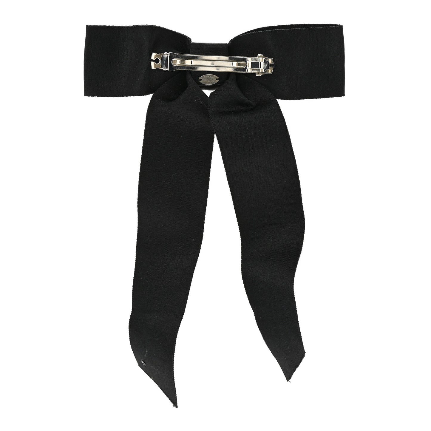 Satin Bow CC Hair Clip Black