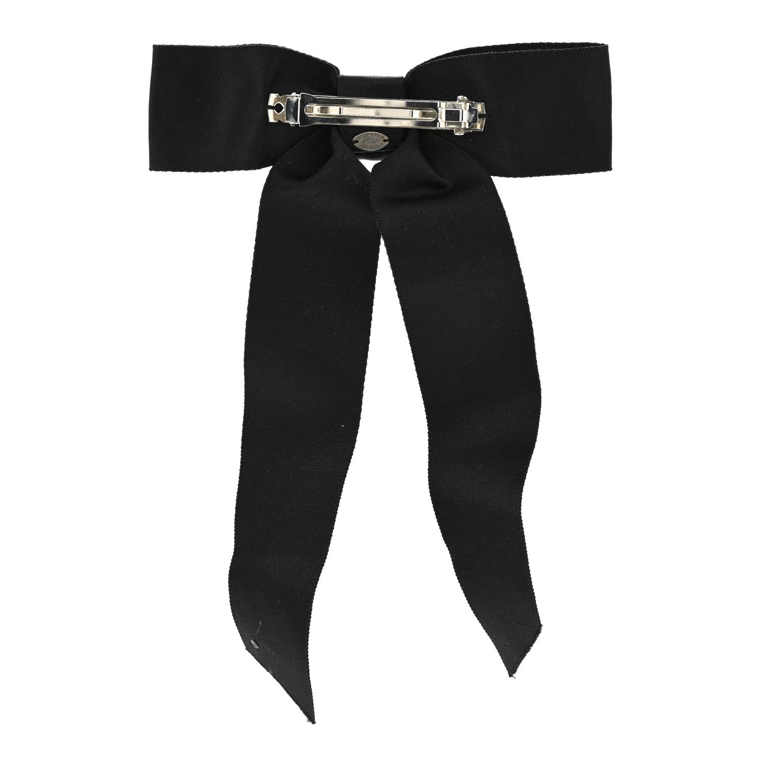 Chanel Satin Bow CC Hair Clip Black 2 of 3