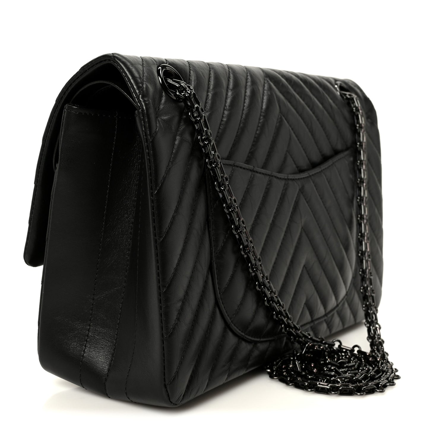 Aged Calfskin Chevron Quilted 2.55 Reissue 226 So Black