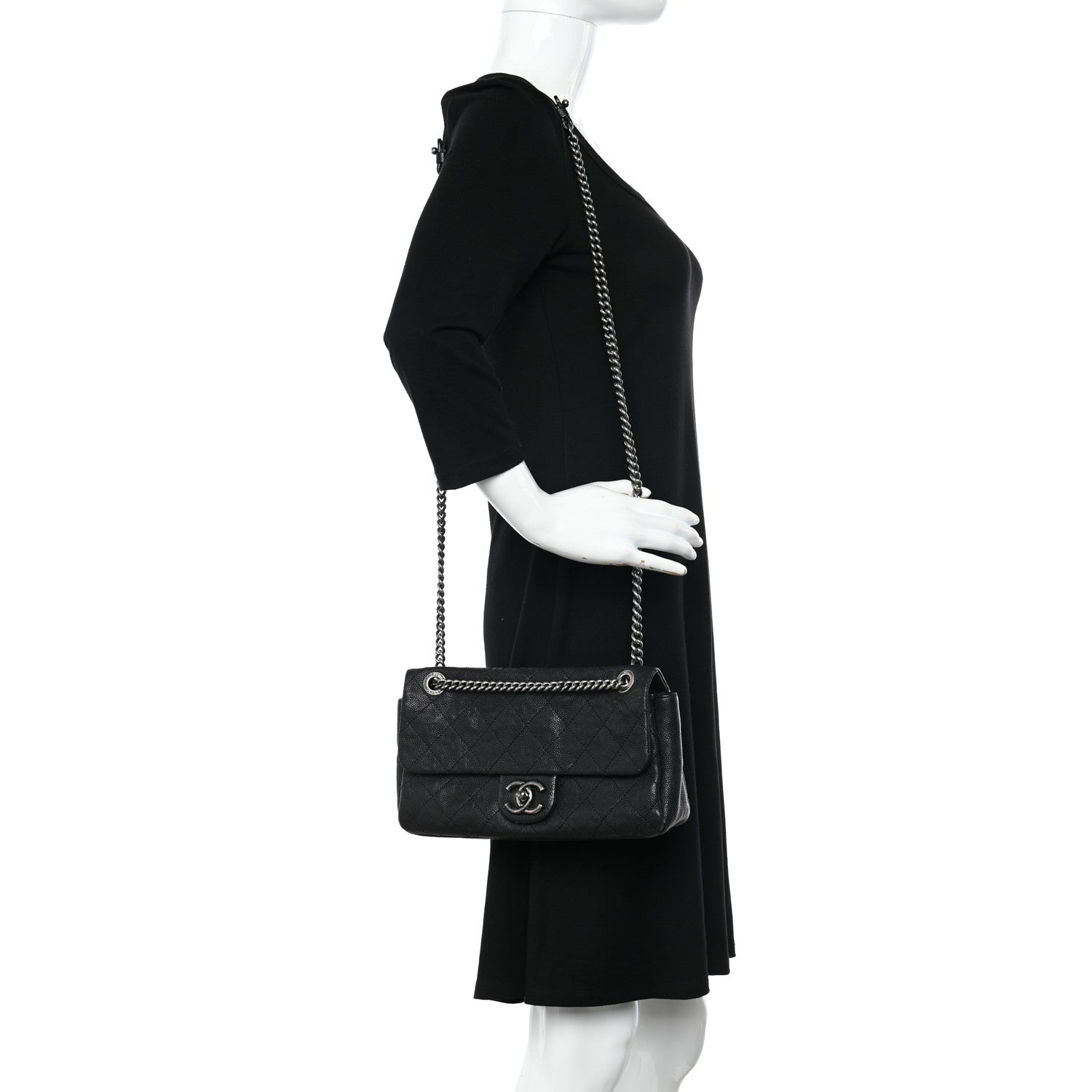 Chanel Caviar Quilted Medium Simply CC Flap Black 2 of 13