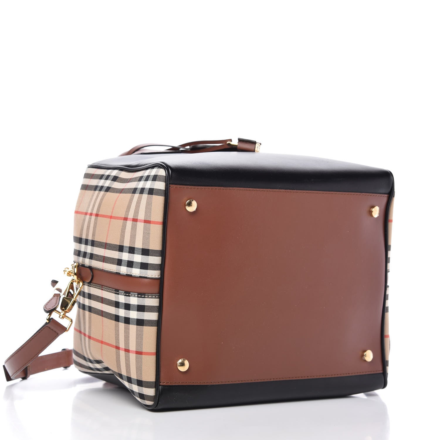 Burberry Smooth Calfskin House Check Medium Cube Bowling Bag Archive Beige 4 of 10