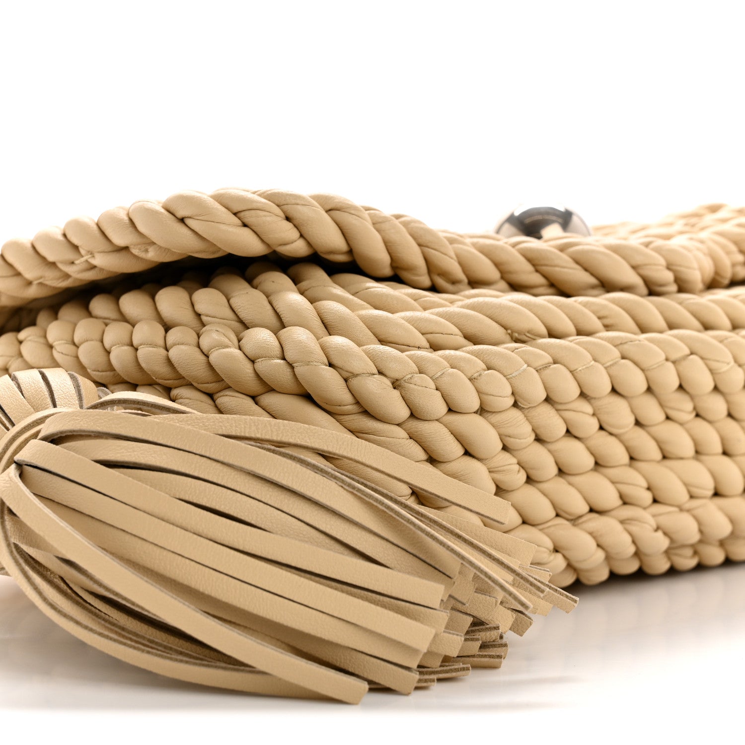 Bottega Veneta Lambskin Torchon Tasseled Twisted Shoulder Bag Porridge 8 of 11