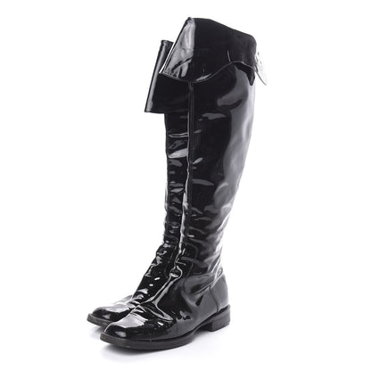 Chanel Patent Knee High Boots 38 Black 3 of 16