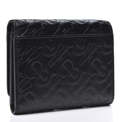 Burberry Calfskin Embossed Monogram Tri-Fold Compact Wallet Black 2 of 11