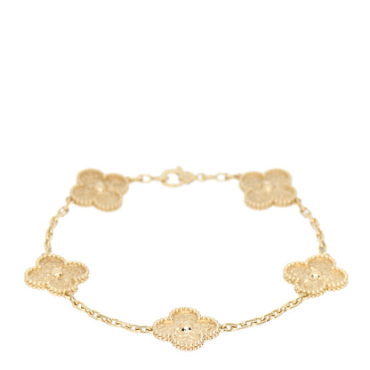 Van Cleef & Arpels 18K Yellow Gold 5 Motifs Vintage Alhambra Bracelet 1 of 4