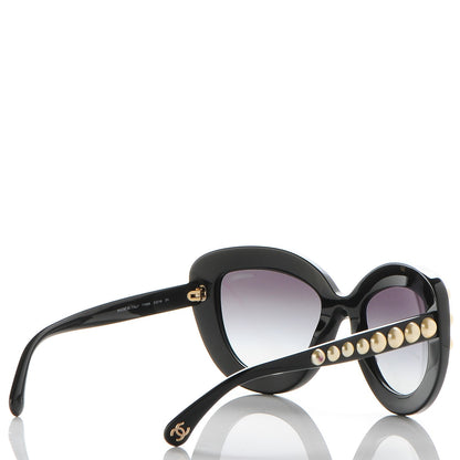 Chanel Pearl Cat Eye Sunglasses Gold Black 4 of 8
