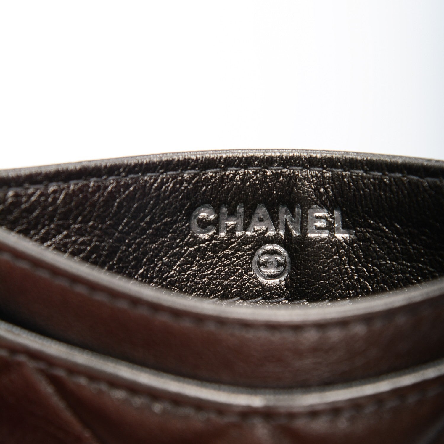 Chanel Metallic Calfskin Quilted Diamond CC Card Holder Pewter 6 of 8