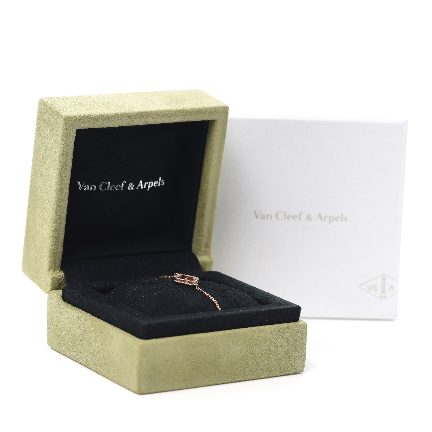 Van Cleef & Arpels 18K Rose Gold Carnelian Sweet Alhambra Bracelet 8 of 8