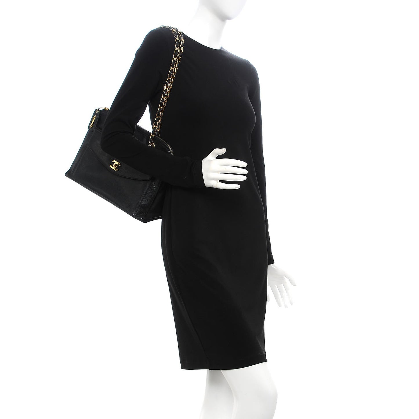 Caviar Flap Shoulder Bag Black