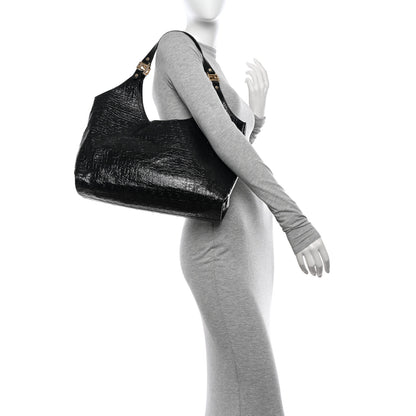 Fendi Crinkled Patent FF Hobo Shoulder Bag Black 2 of 11