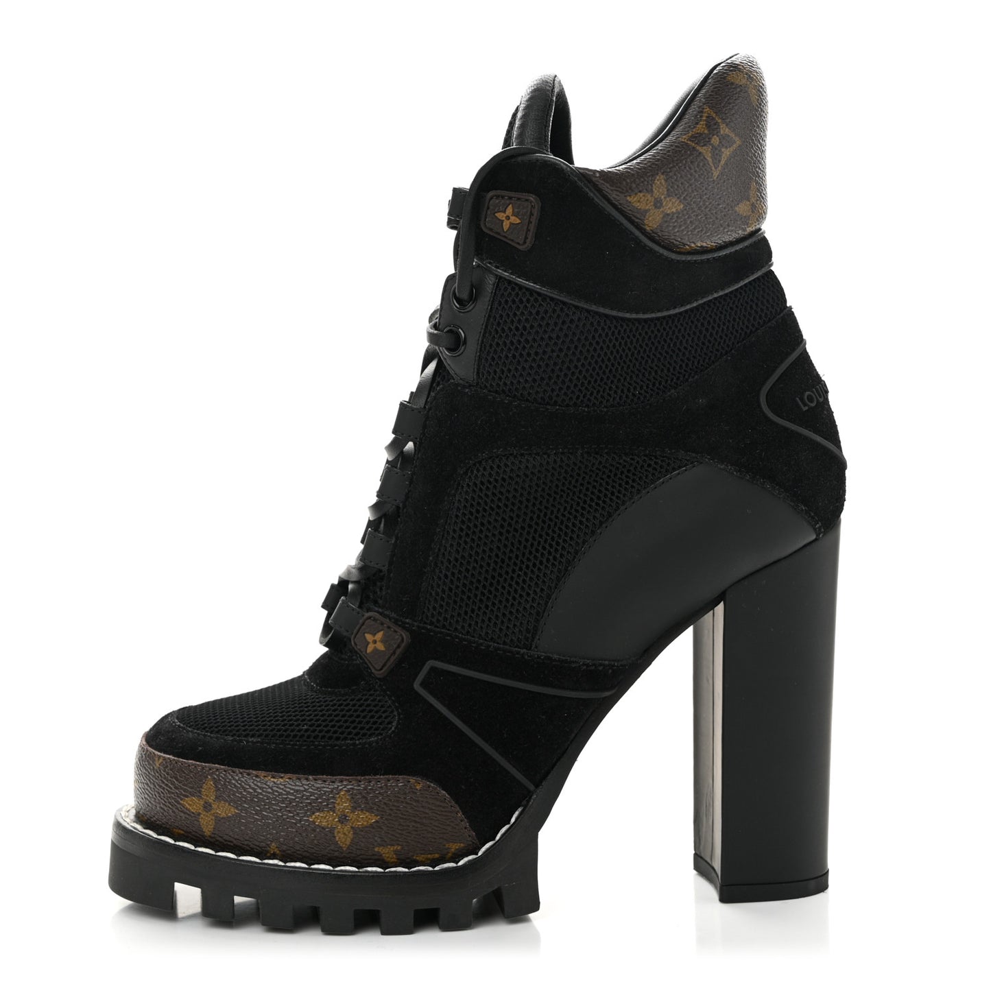 Suede Calfskin Monogram Star Trail Ankle Boots 39 Black