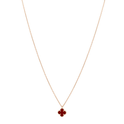 Van Cleef & Arpels 18K Rose Gold Carnelian Sweet Alhambra Pendant Necklace 1 of 6