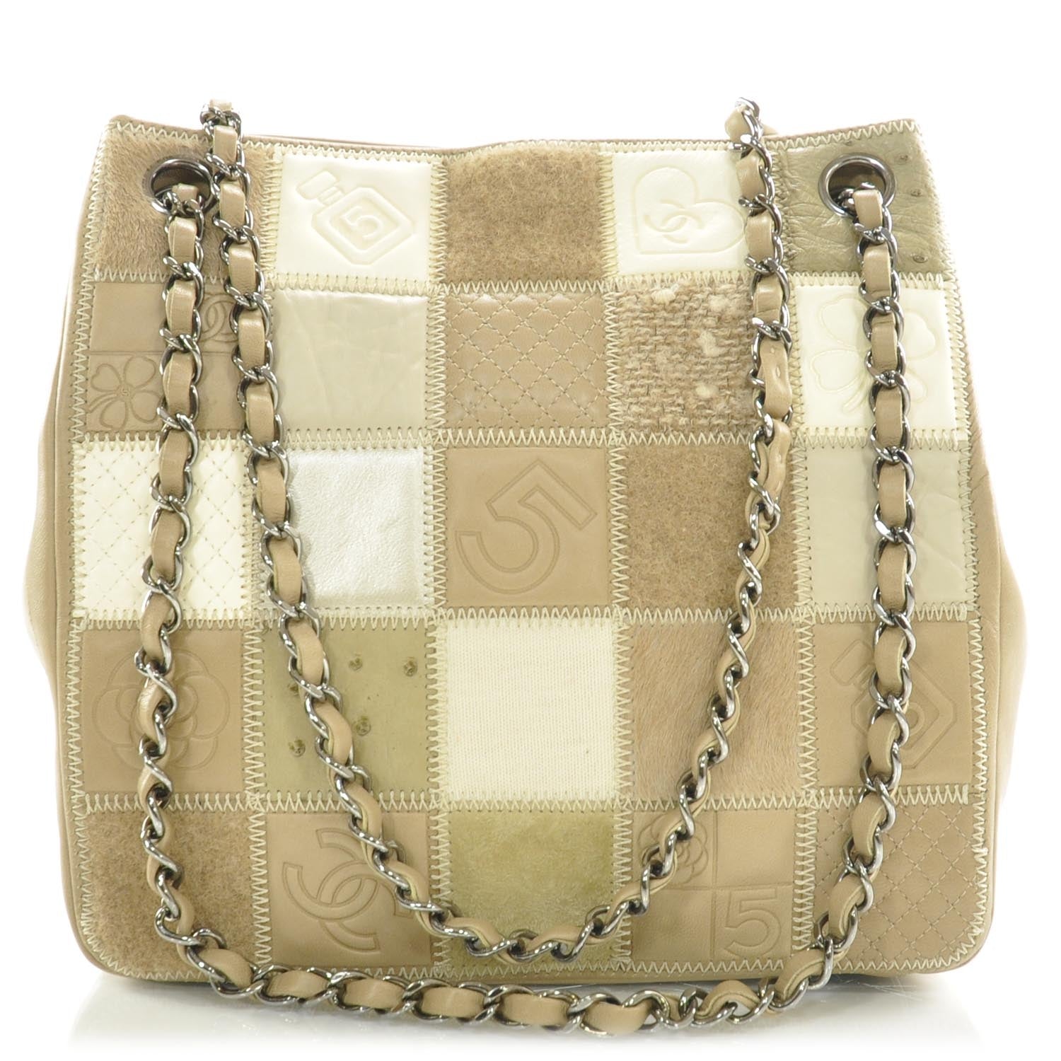 Chanel Lambskin Ostrich Quilted Patchwork Precious Symbols Tote 4 of 8