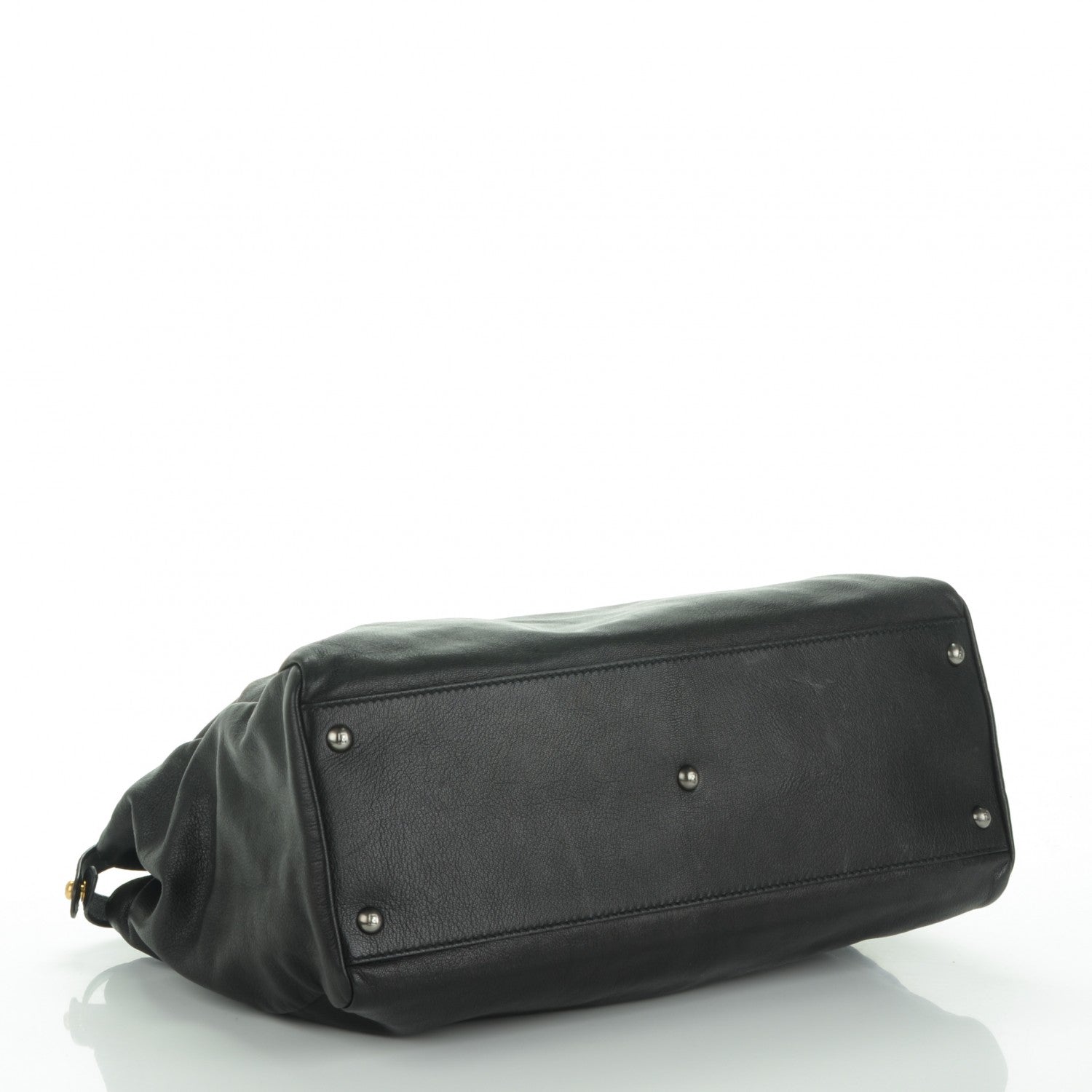 Fendi Goatskin Zucca Large Peekaboo Iconic Satchel Black Tobacco 4 of 7