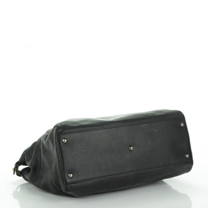 Fendi Goatskin Zucca Large Peekaboo Iconic Satchel Black Tobacco 4 of 7
