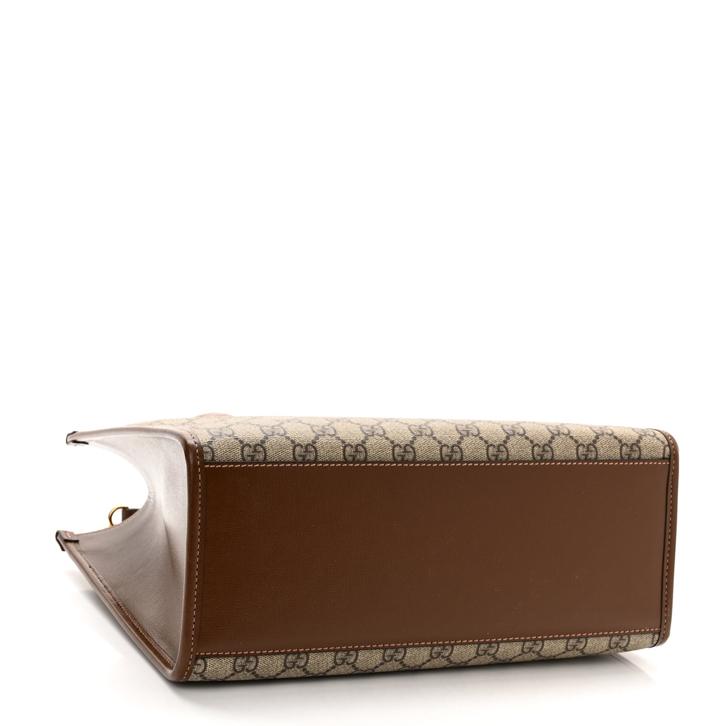 GG Supreme Monogram Azalea Calfskin Small Retro Interlocking G Tote Bag Beige Ebony Brown Sugar