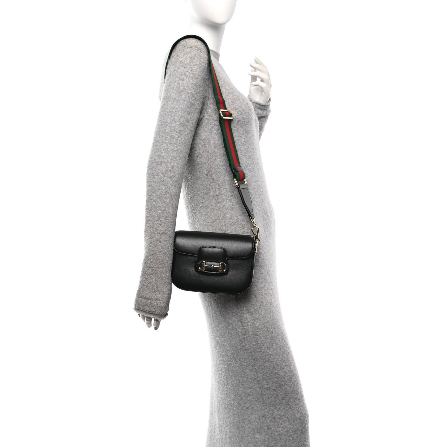 Azalea Calfskin Web Mini Horsebit 1955 Shoulder Bag Black