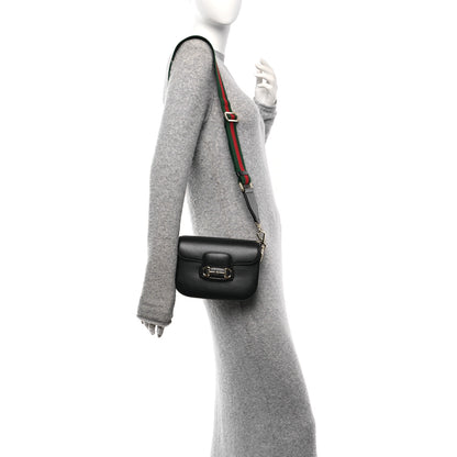 Gucci Azalea Calfskin Web Mini Horsebit 1955 Shoulder Bag Black 2 of 10