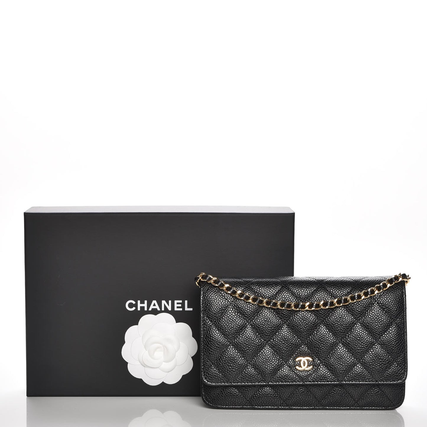 Caviar Quilted Wallet On Chain WOC Black