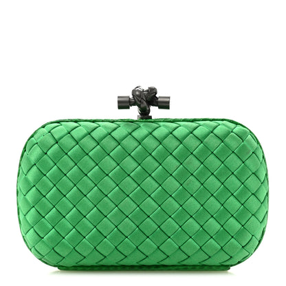 Bottega Veneta Satin Intreccio Impero Ayers Knot Clutch Parakeet 1 of 9