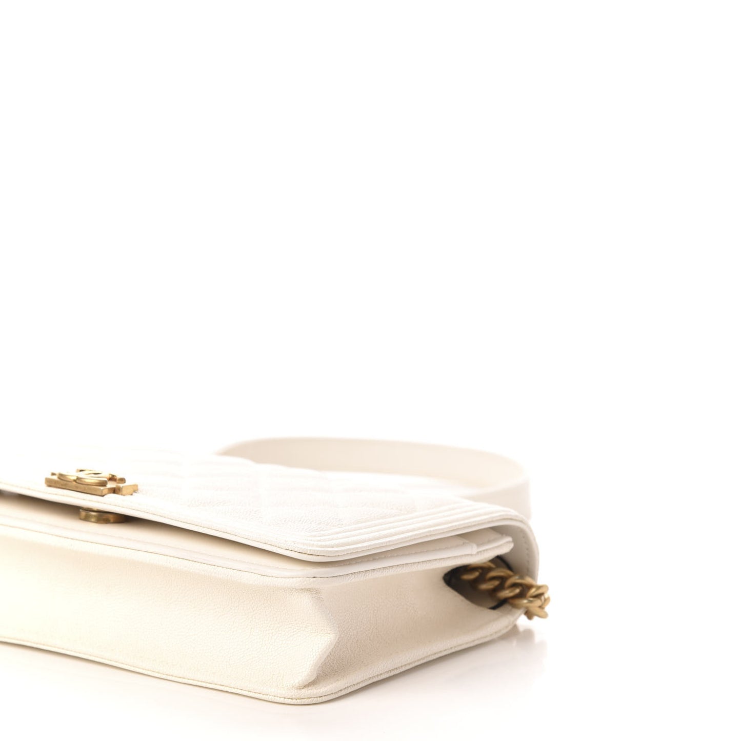 Caviar Quilted Boy Wallet On Chain WOC White