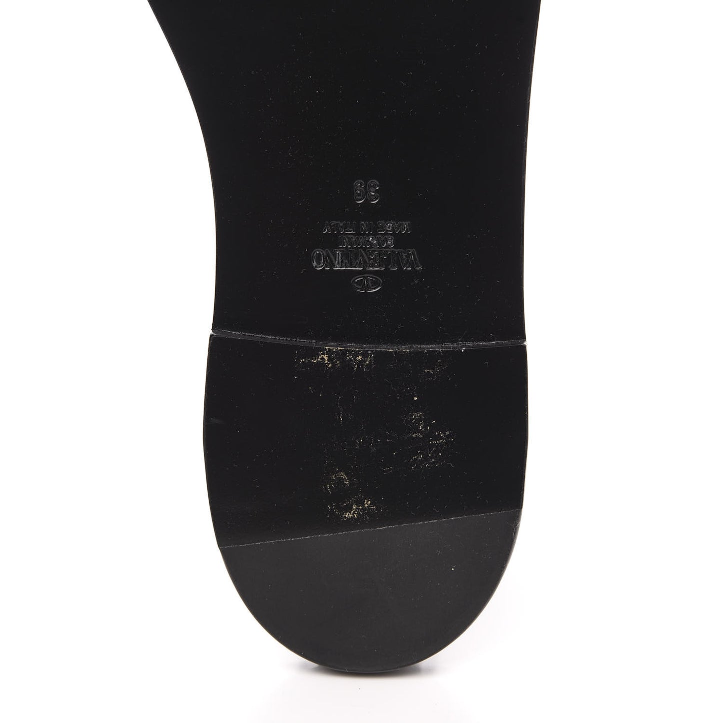Calfskin Nude Rockstud T Strap Flat Thong Sandals 39 Black